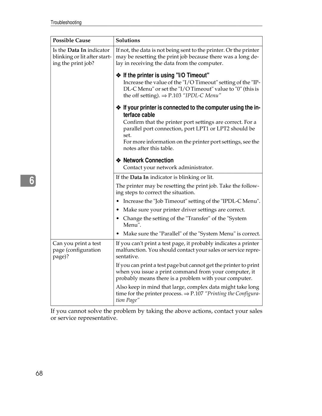 Ricoh AP305 operating instructions If the printer is using I/O Timeout, Network Connection 