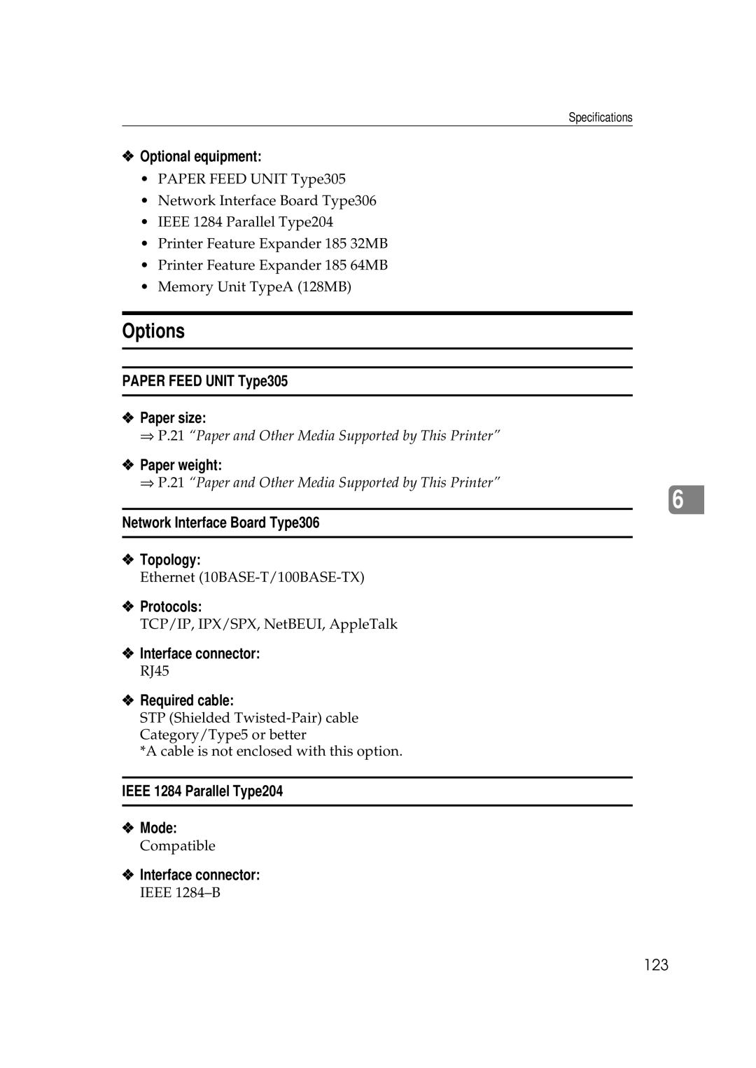 Ricoh AP306D operating instructions Options 