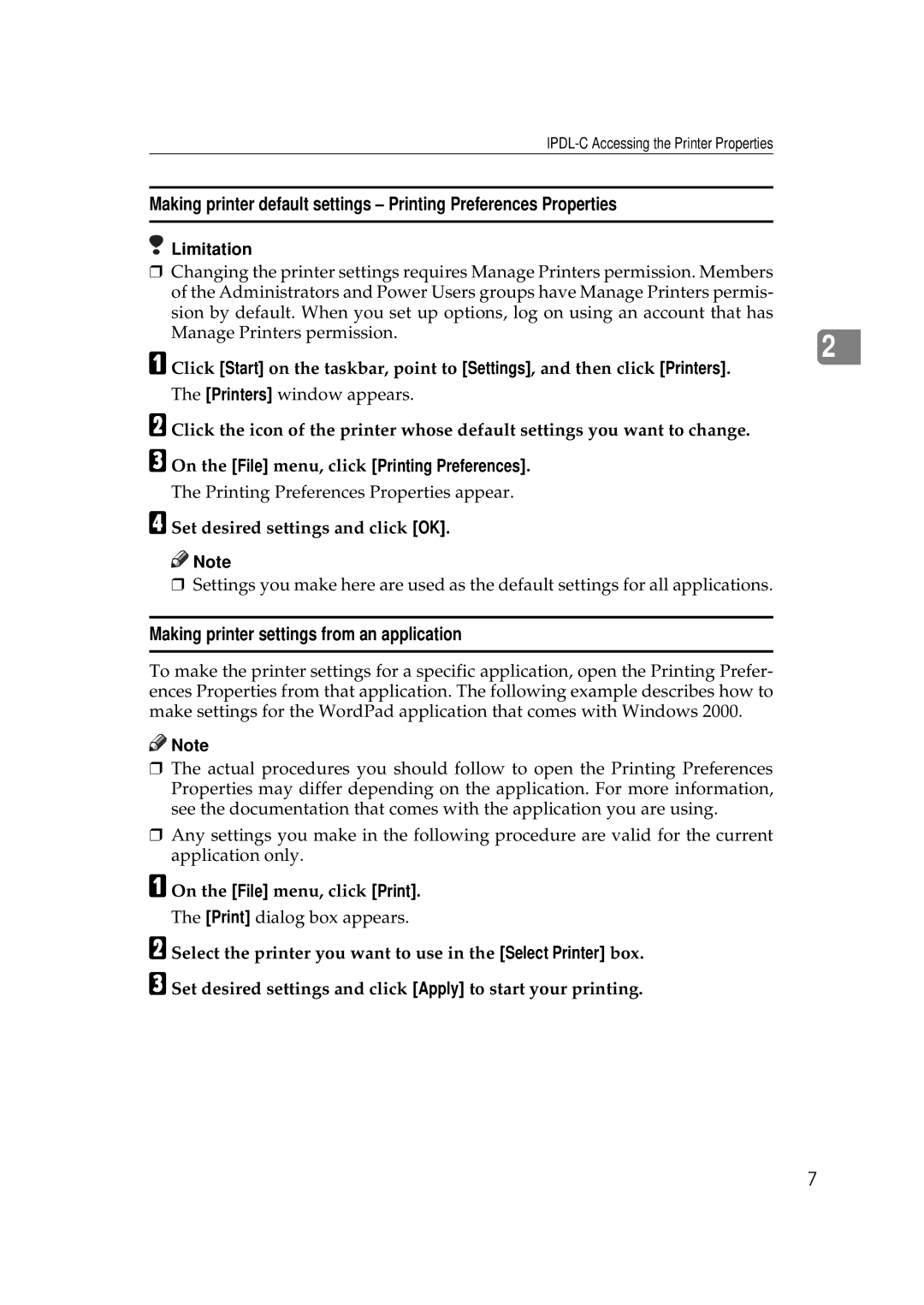 Ricoh AP306D operating instructions IPDL-C Accessing the Printer Properties 