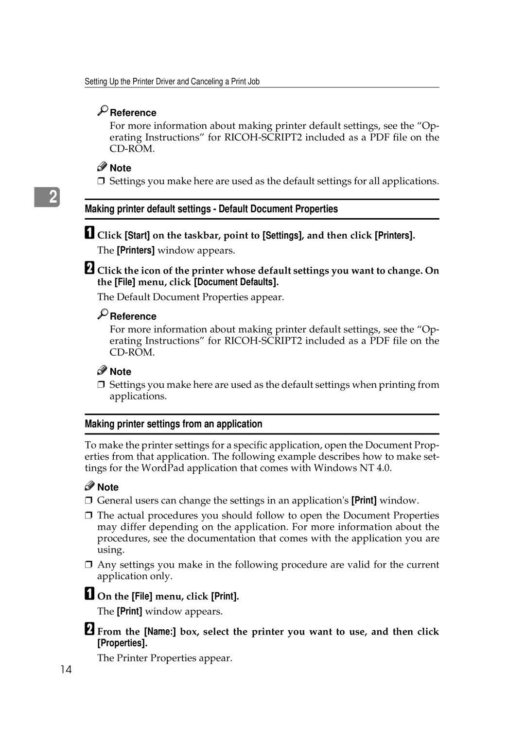 Ricoh AP306D operating instructions Default Document Properties appear 