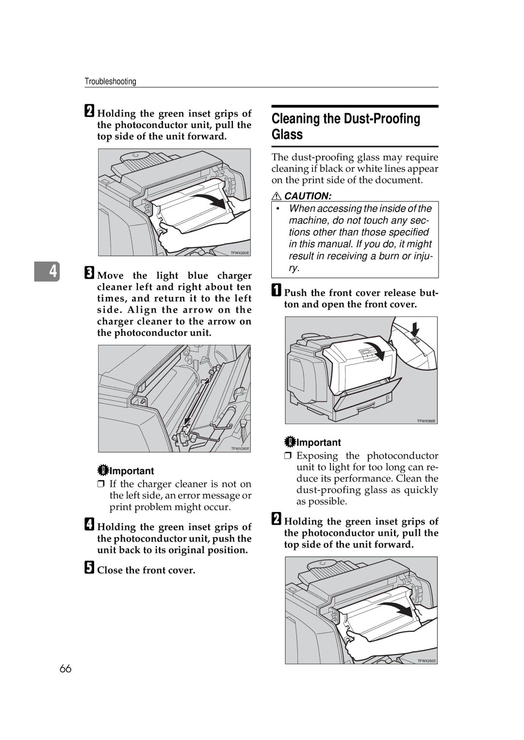 Ricoh AP306D operating instructions Cleaning the Dust-Proofing Glass 