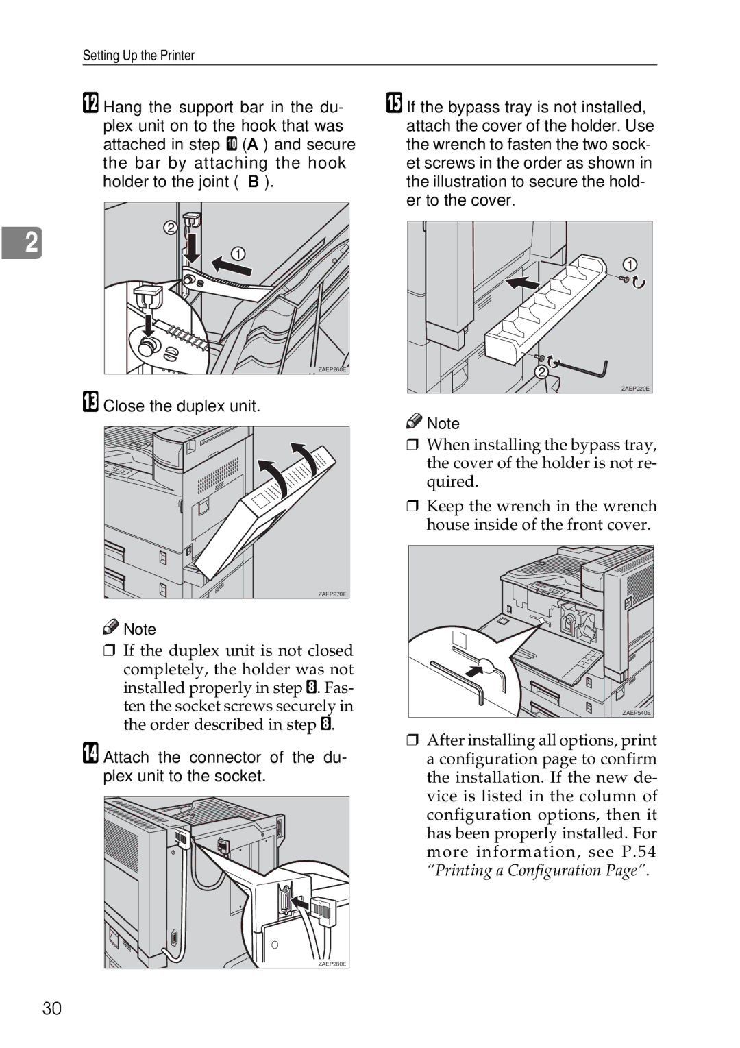 Ricoh AP3200 setup guide Close the duplex unit, Attach the connector of the du- plex unit to the socket 