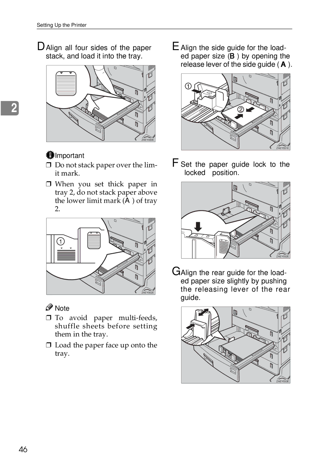 Ricoh AP3200 setup guide Set the paper guide lock to the locked position 