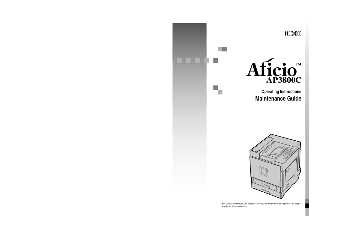 Ricoh AP3800C operating instructions Maintenance Guide, Operating Instructions 