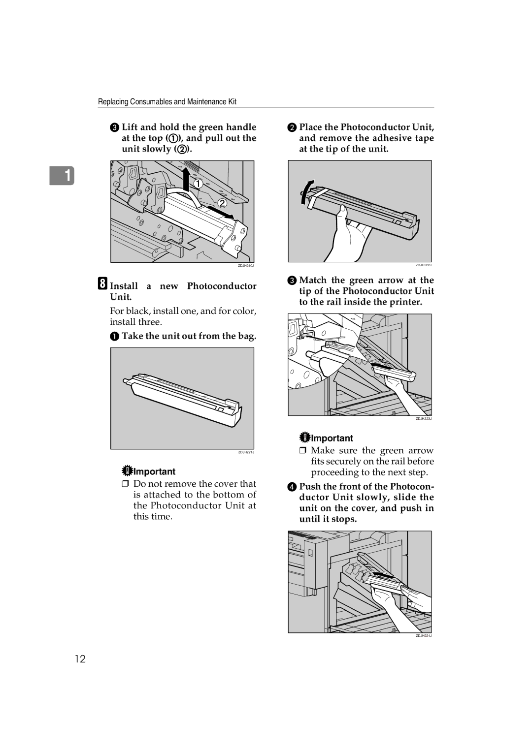 Ricoh AP3800C operating instructions Install a new Photoconductor Unit, Take the unit out from the bag 