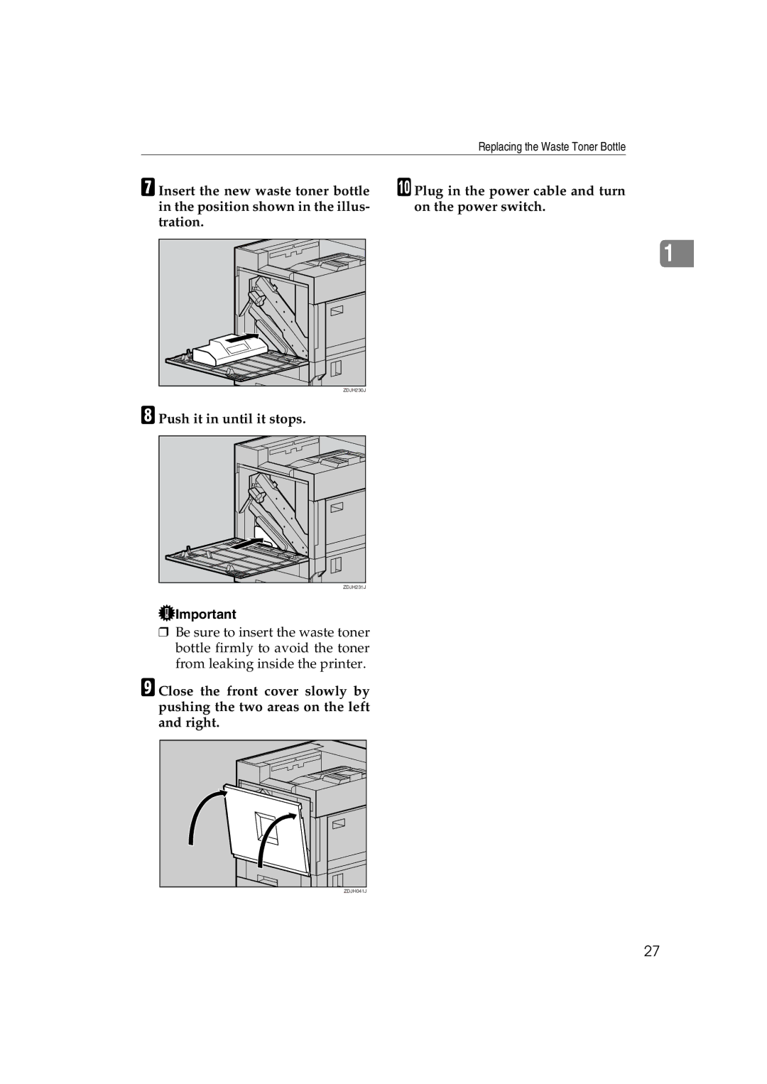 Ricoh AP3800C operating instructions Push it in until it stops 