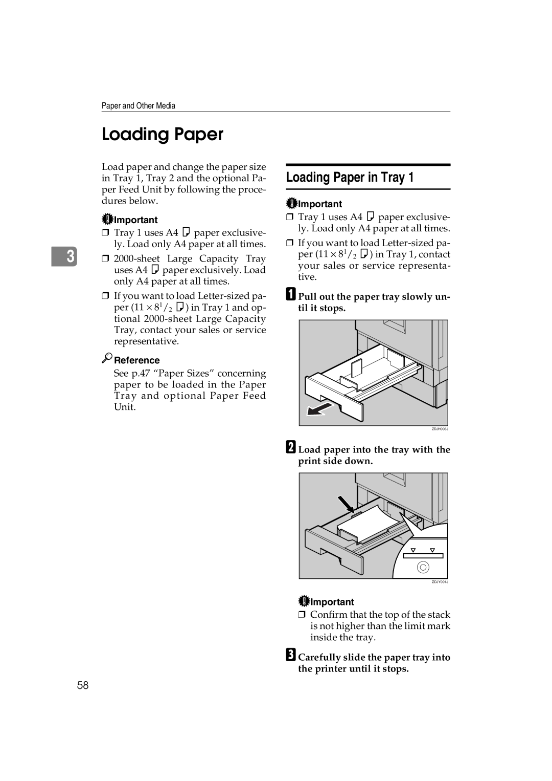 Ricoh AP3800C operating instructions Loading Paper in Tray, Pull out the paper tray slowly un- til it stops 