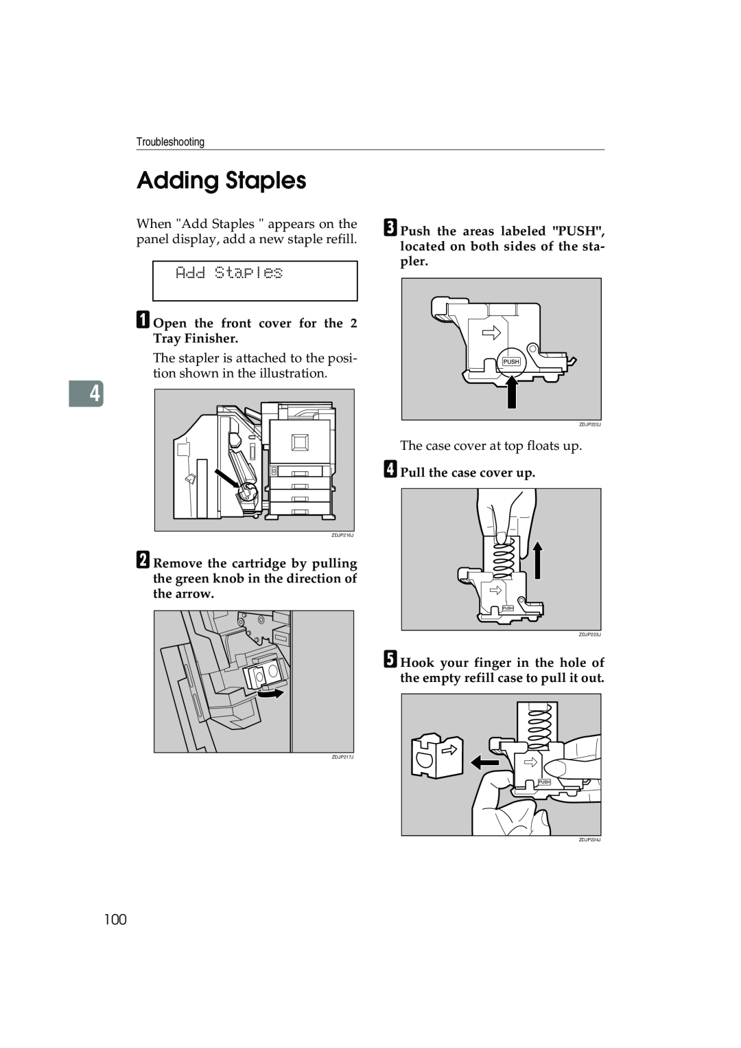 Ricoh AP3800C operating instructions Adding Staples, Add Staples 