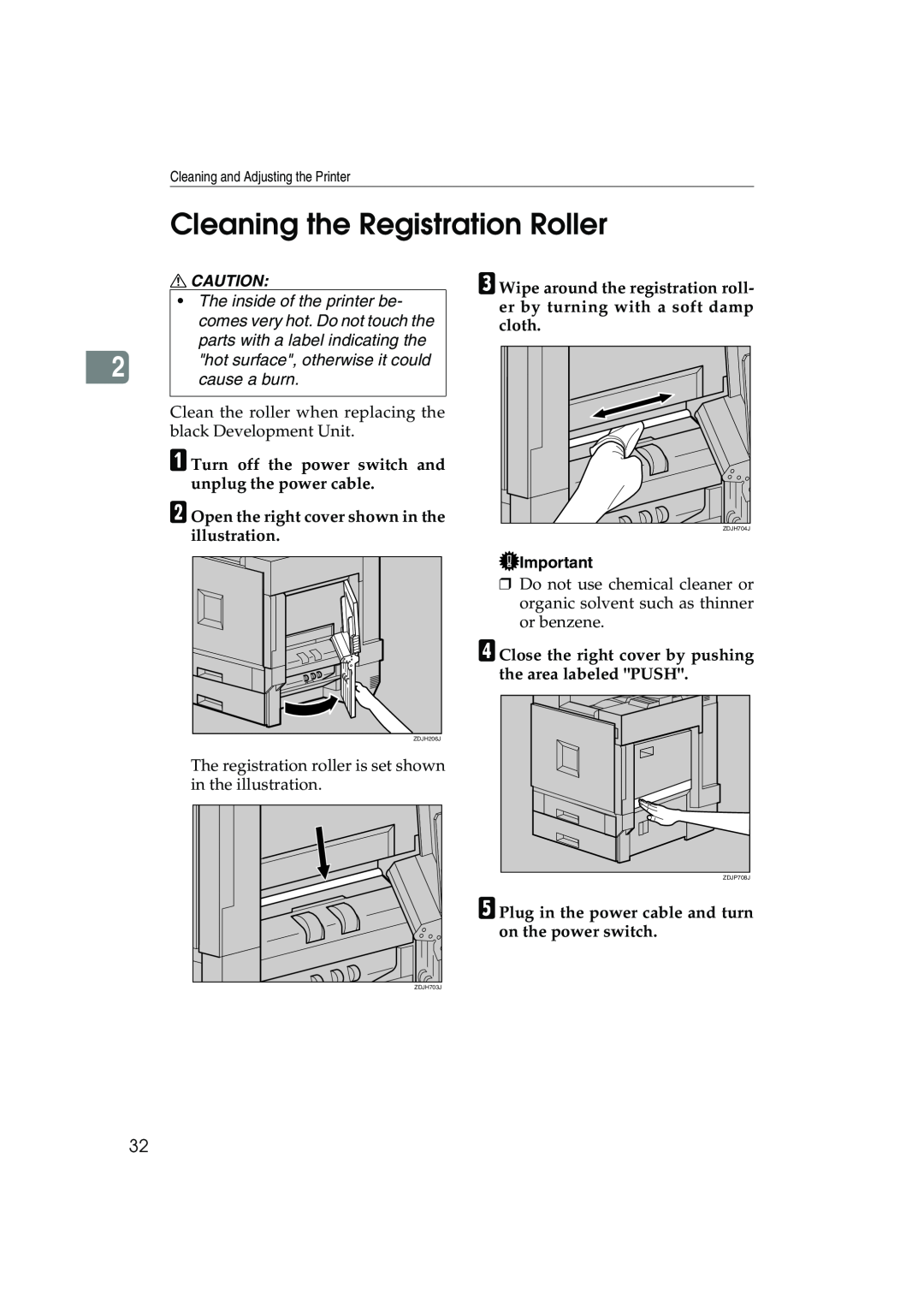 Ricoh AP3800C operating instructions Cleaning the Registration Roller 