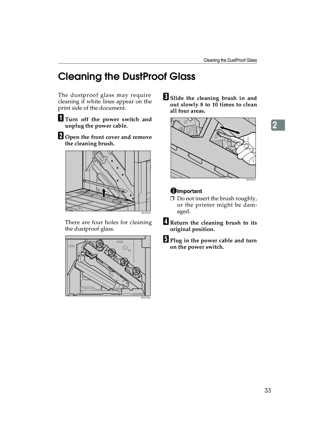 Ricoh AP3800C operating instructions Cleaning the DustProof Glass 