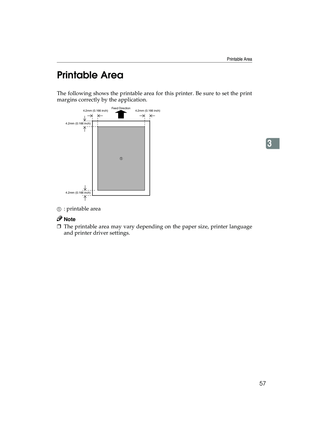 Ricoh AP3800C operating instructions Printable Area 