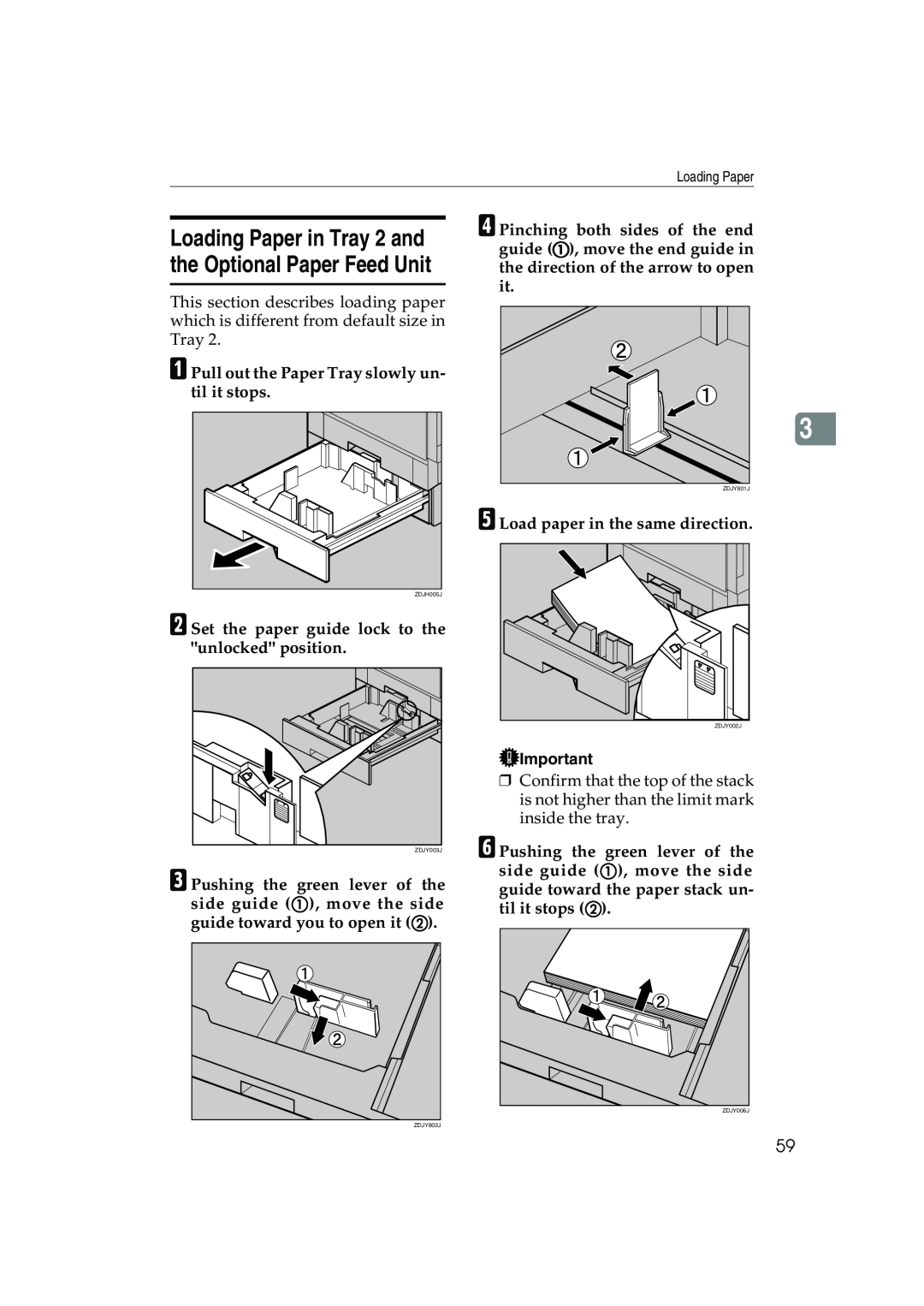 Ricoh AP3800C operating instructions A Pull out the Paper Tray slowly un- til it stops 
