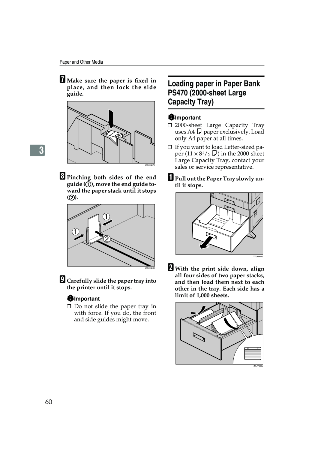 Ricoh AP3800C operating instructions A Pull out the Paper Tray slowly un- til it stops 