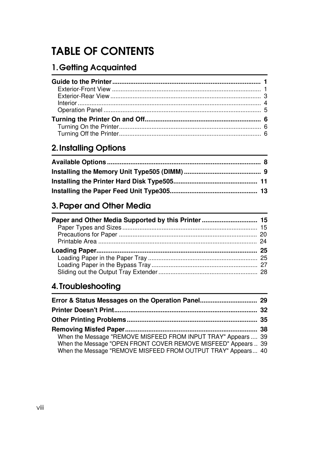 Ricoh AP505 manual Table of Contents 