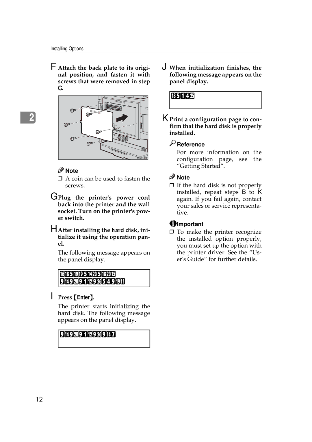 Ricoh AP505 manual Press Enter to Initialize Disk, Initializing 