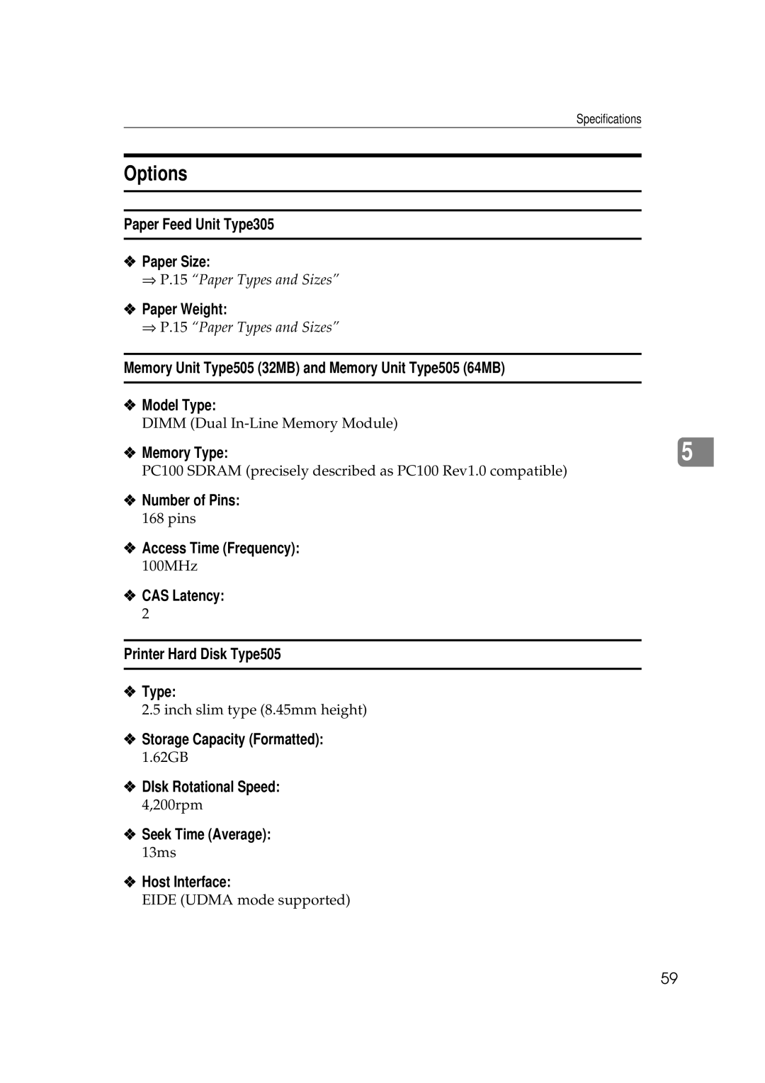 Ricoh AP505 manual Options 