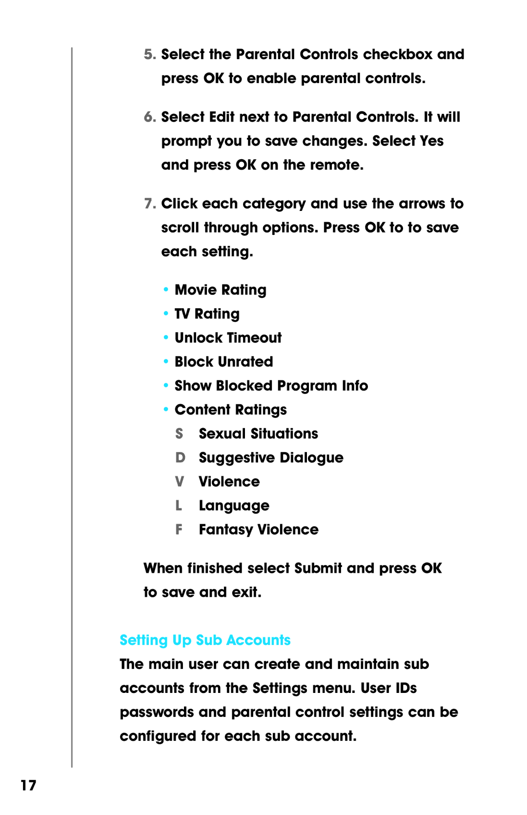 Ricoh Broadband. Digital TV. Phone manual Setting Up Sub Accounts 