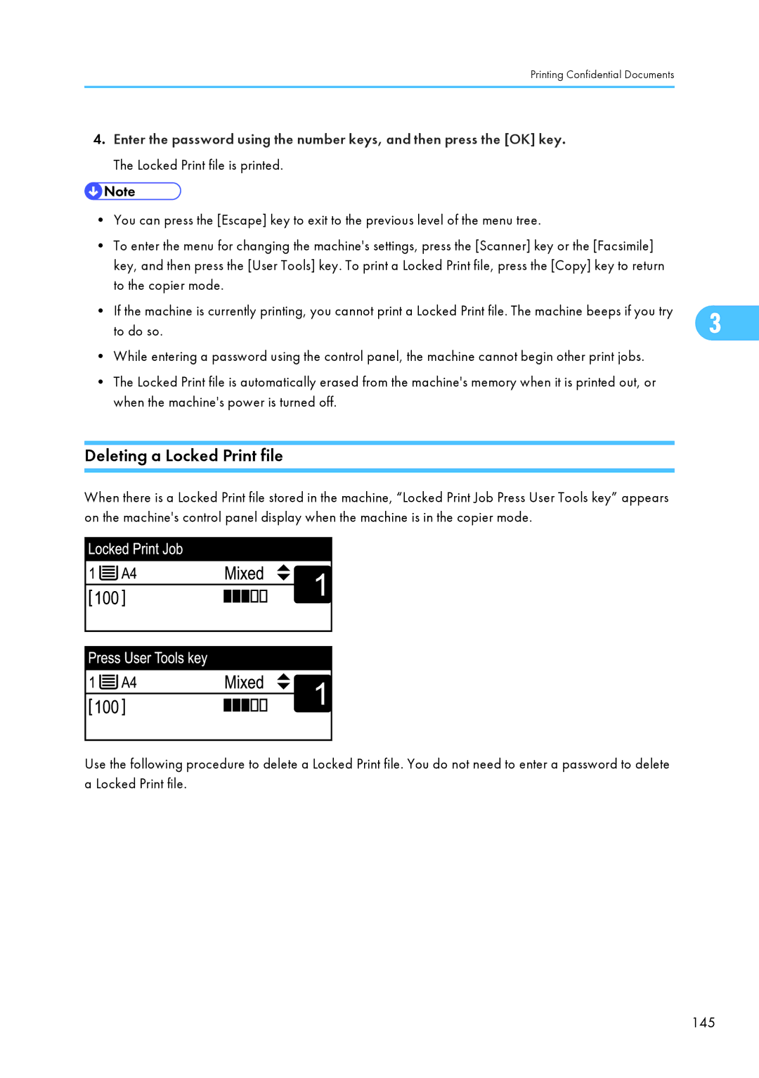 Ricoh SP C240SF, C242SF operating instructions Deleting a Locked Print file, To do so 