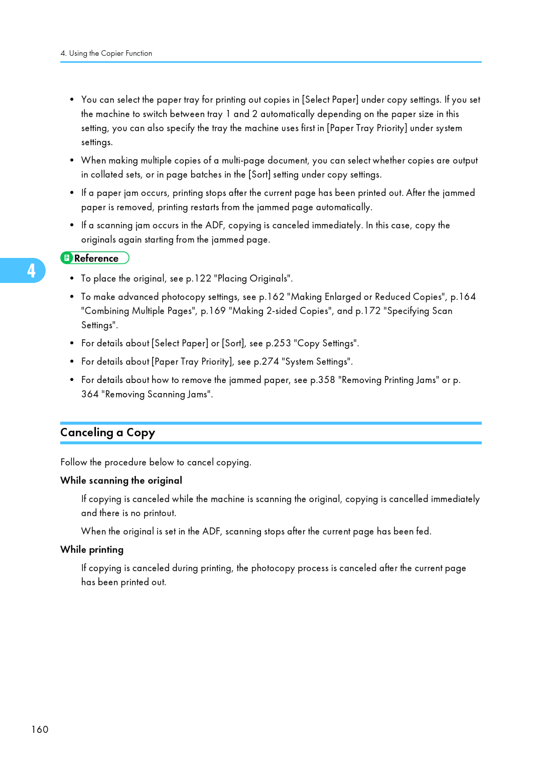 Ricoh C242SF, SP C240SF operating instructions Canceling a Copy 