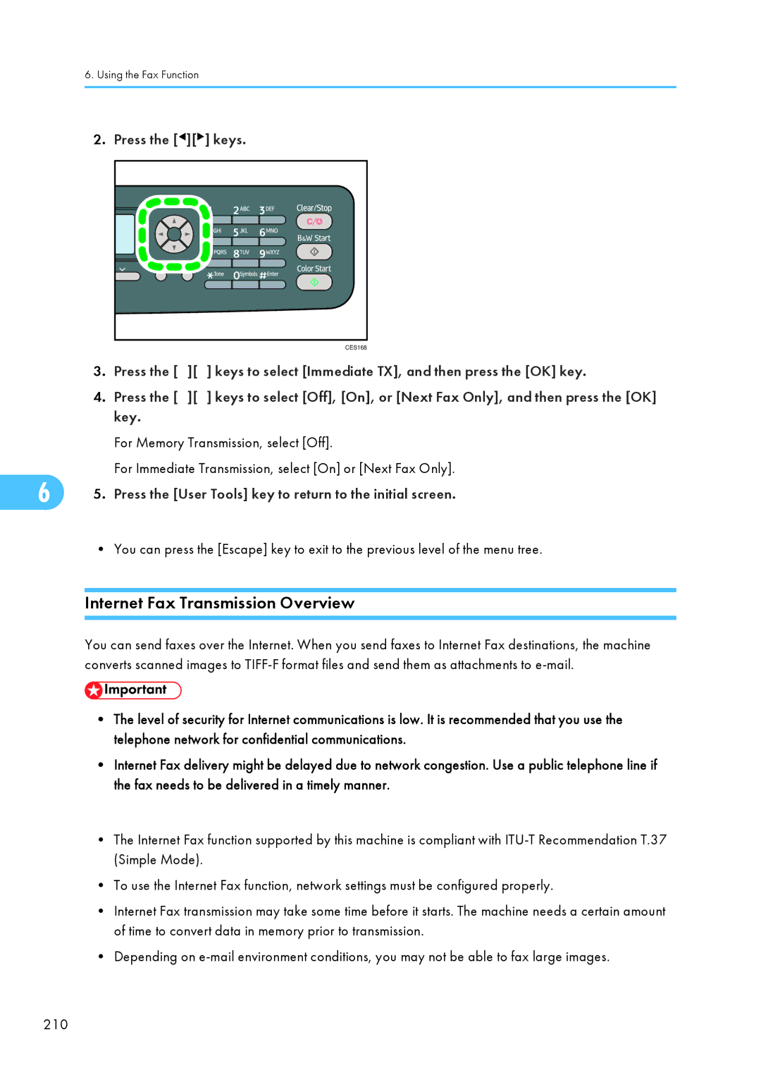 Ricoh C242SF, SP C240SF operating instructions Internet Fax Transmission Overview, Press the keys 