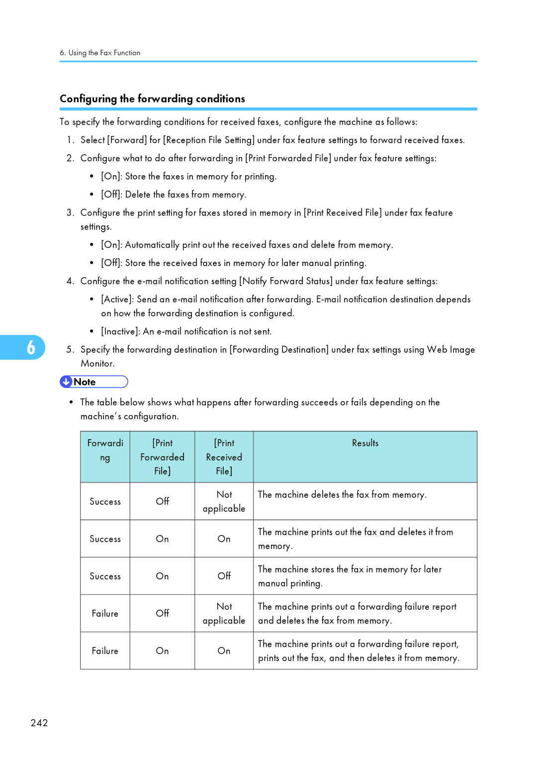 Ricoh C242SF, SP C240SF operating instructions Configuring the forwarding conditions 