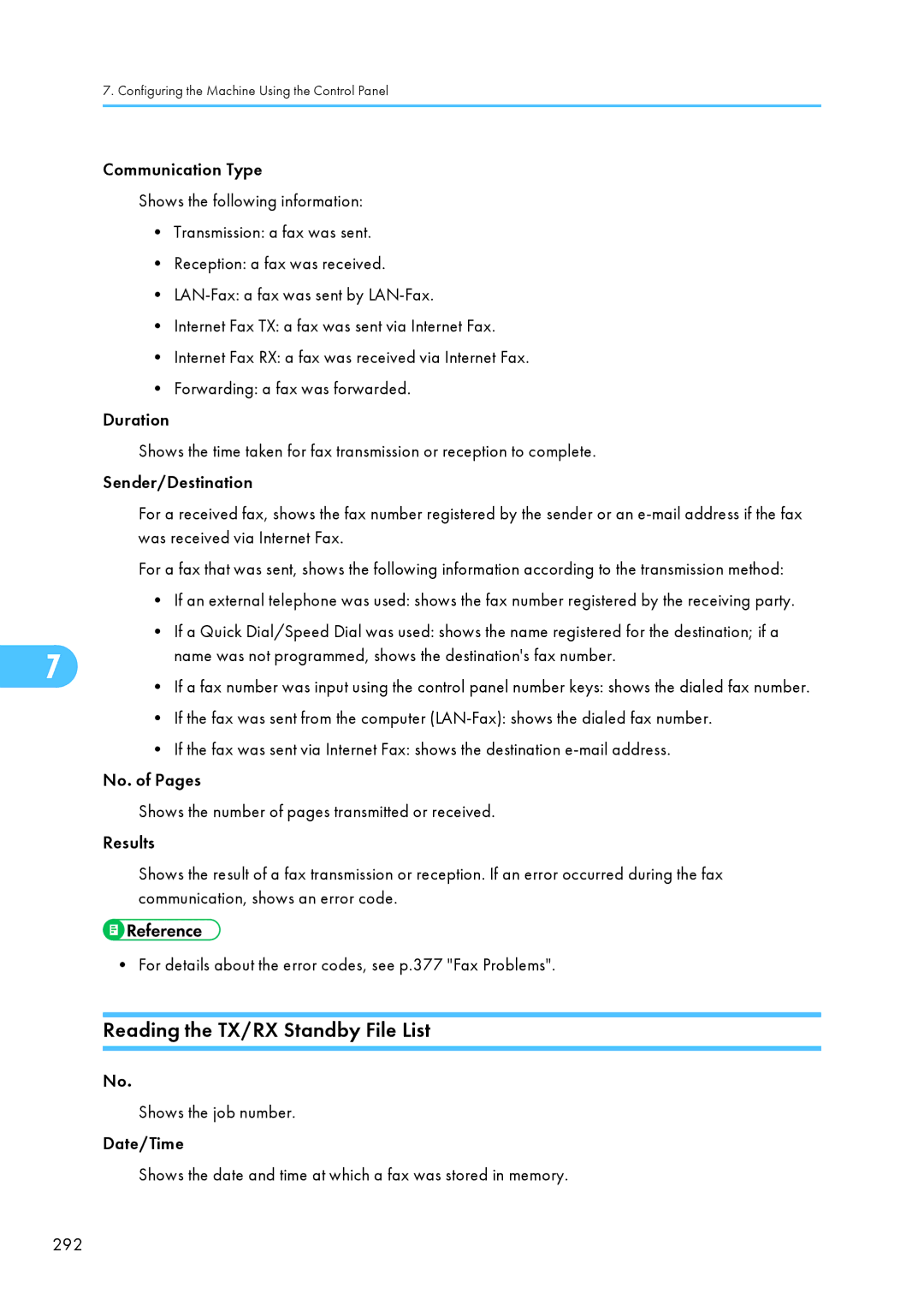 Ricoh C242SF, SP C240SF operating instructions Reading the TX/RX Standby File List 