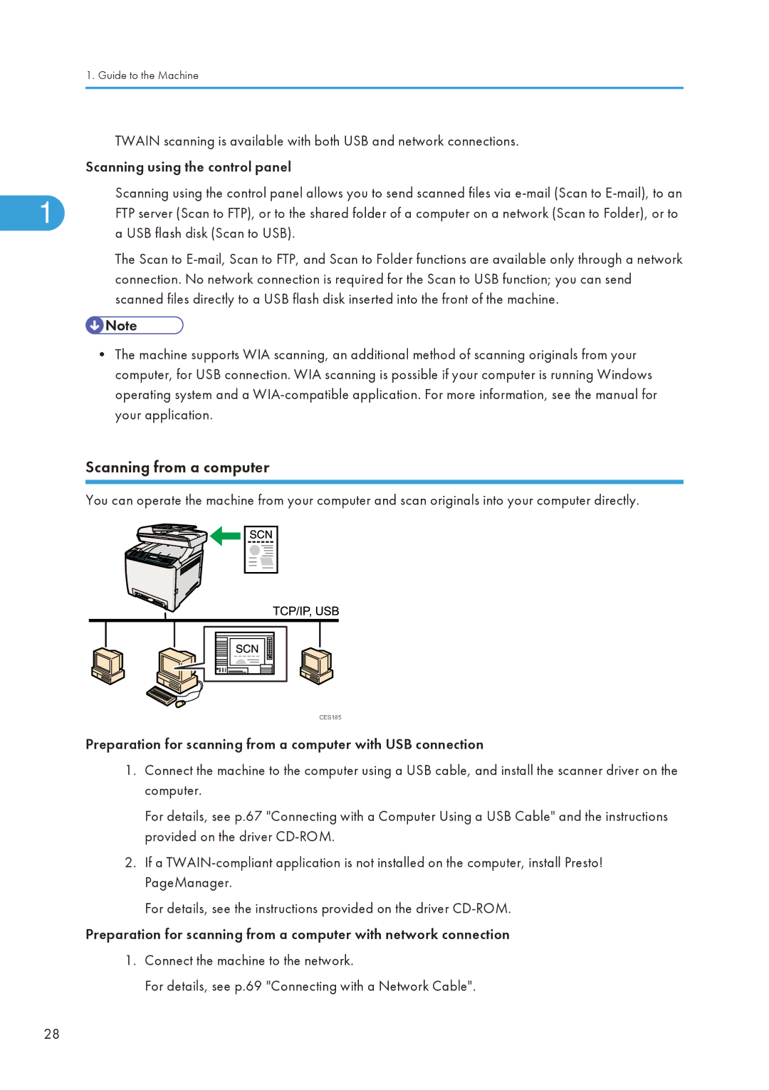 Ricoh C242SF, SP C240SF operating instructions Scanning from a computer 