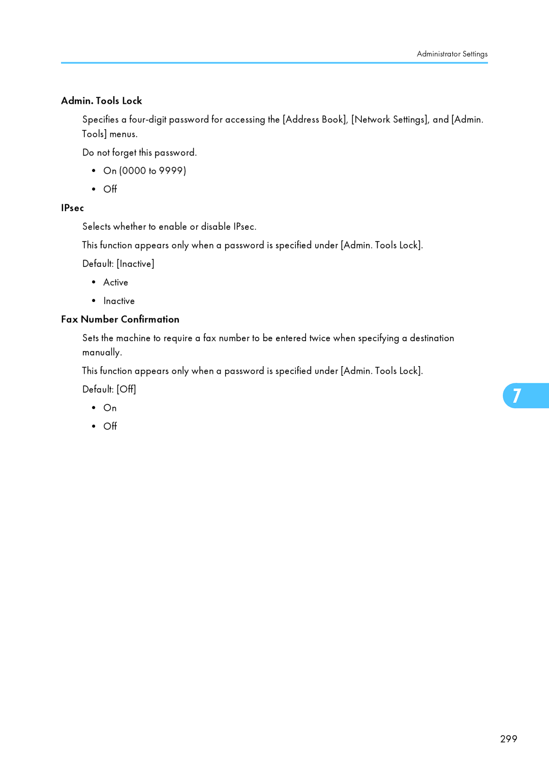 Ricoh SP C240SF, C242SF operating instructions Administrator Settings 