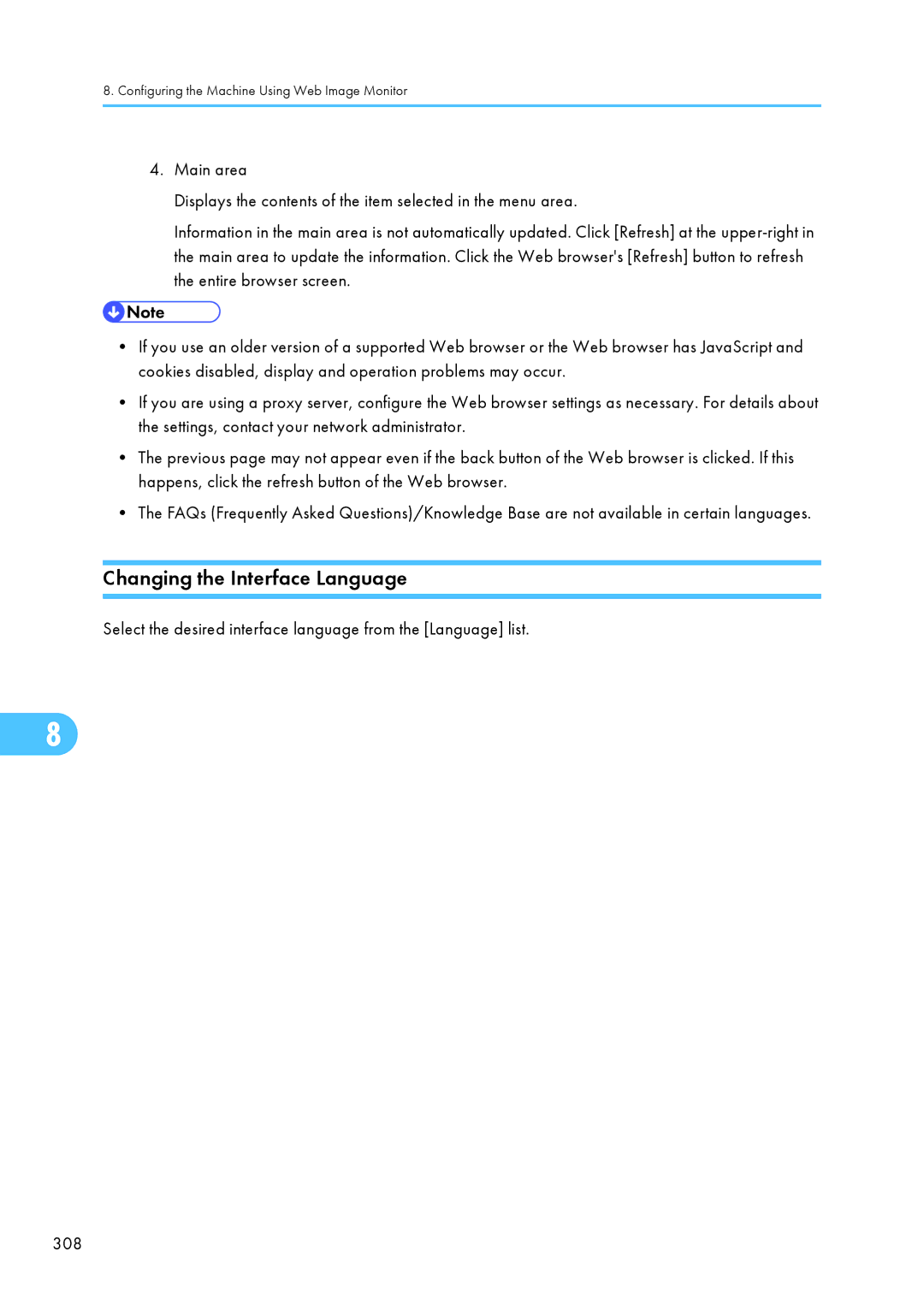 Ricoh C242SF, SP C240SF operating instructions Changing the Interface Language 