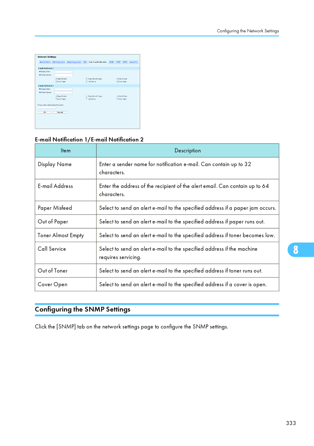 Ricoh SP C240SF, C242SF operating instructions Configuring the Snmp Settings 