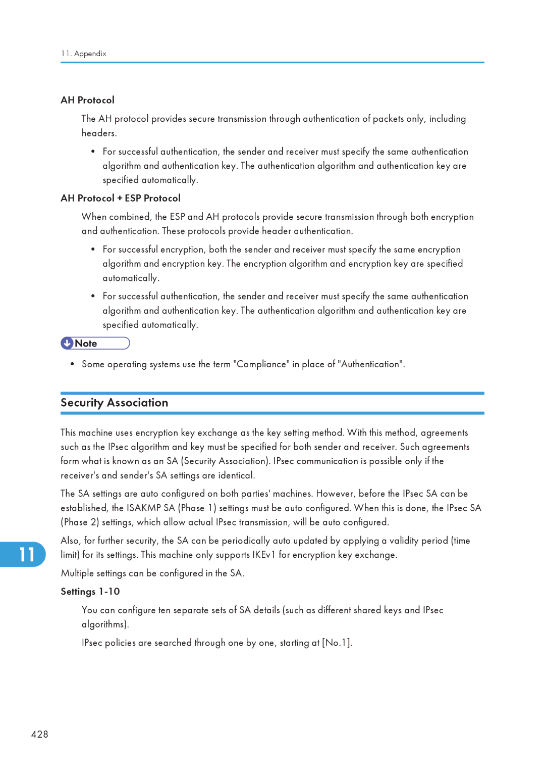 Ricoh C242SF, SP C240SF operating instructions Security Association 