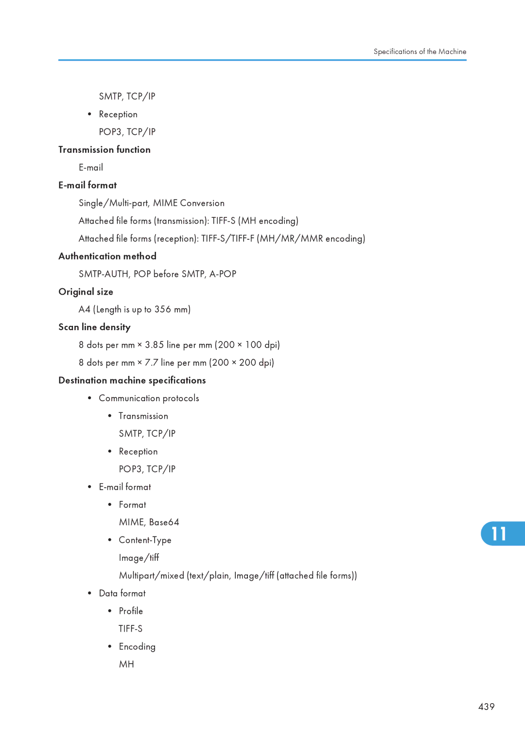 Ricoh SP C240SF, C242SF operating instructions Smtp, Tcp/Ip, Encoding 439 