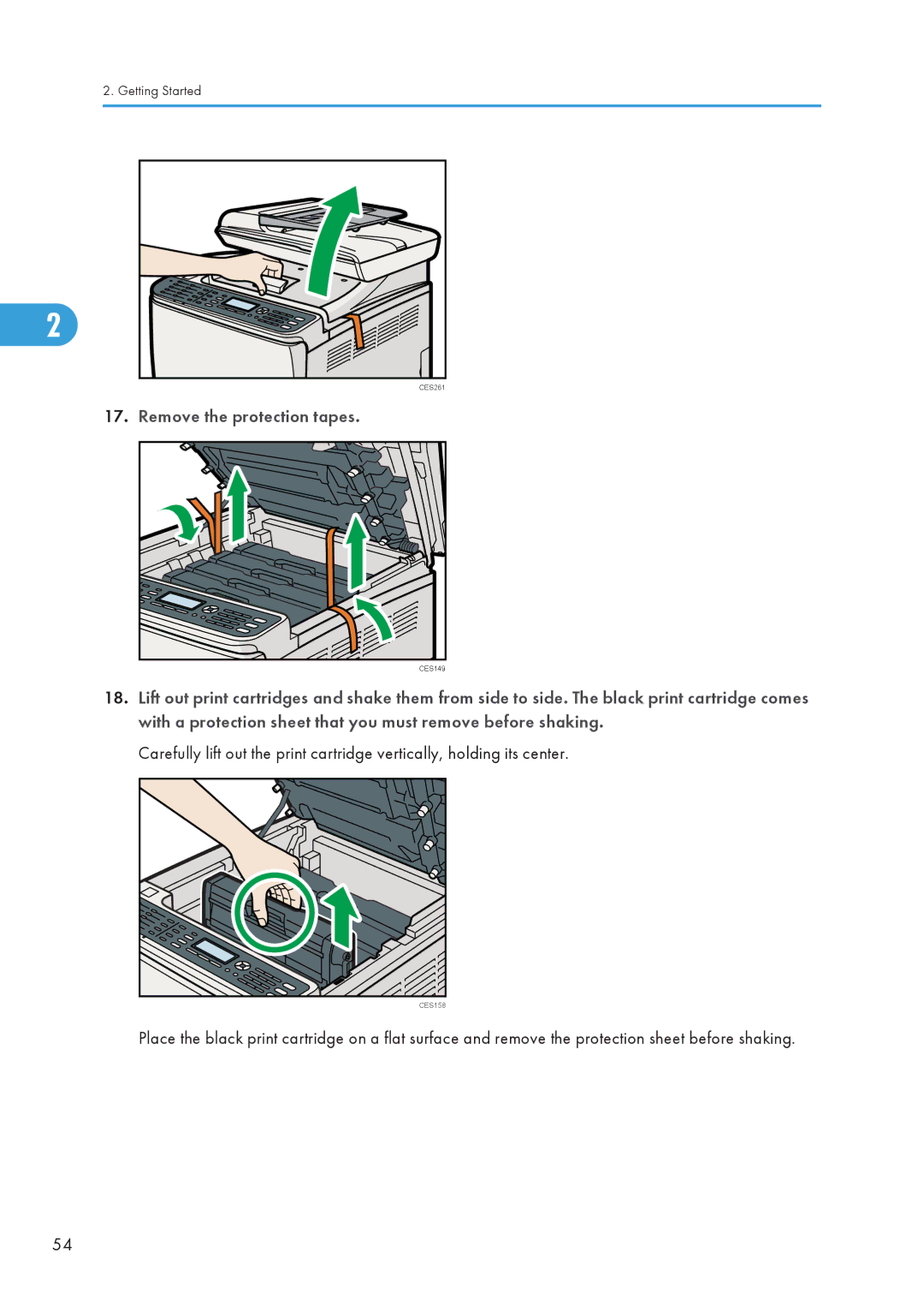 Ricoh C242SF, SP C240SF operating instructions Remove the protection tapes 