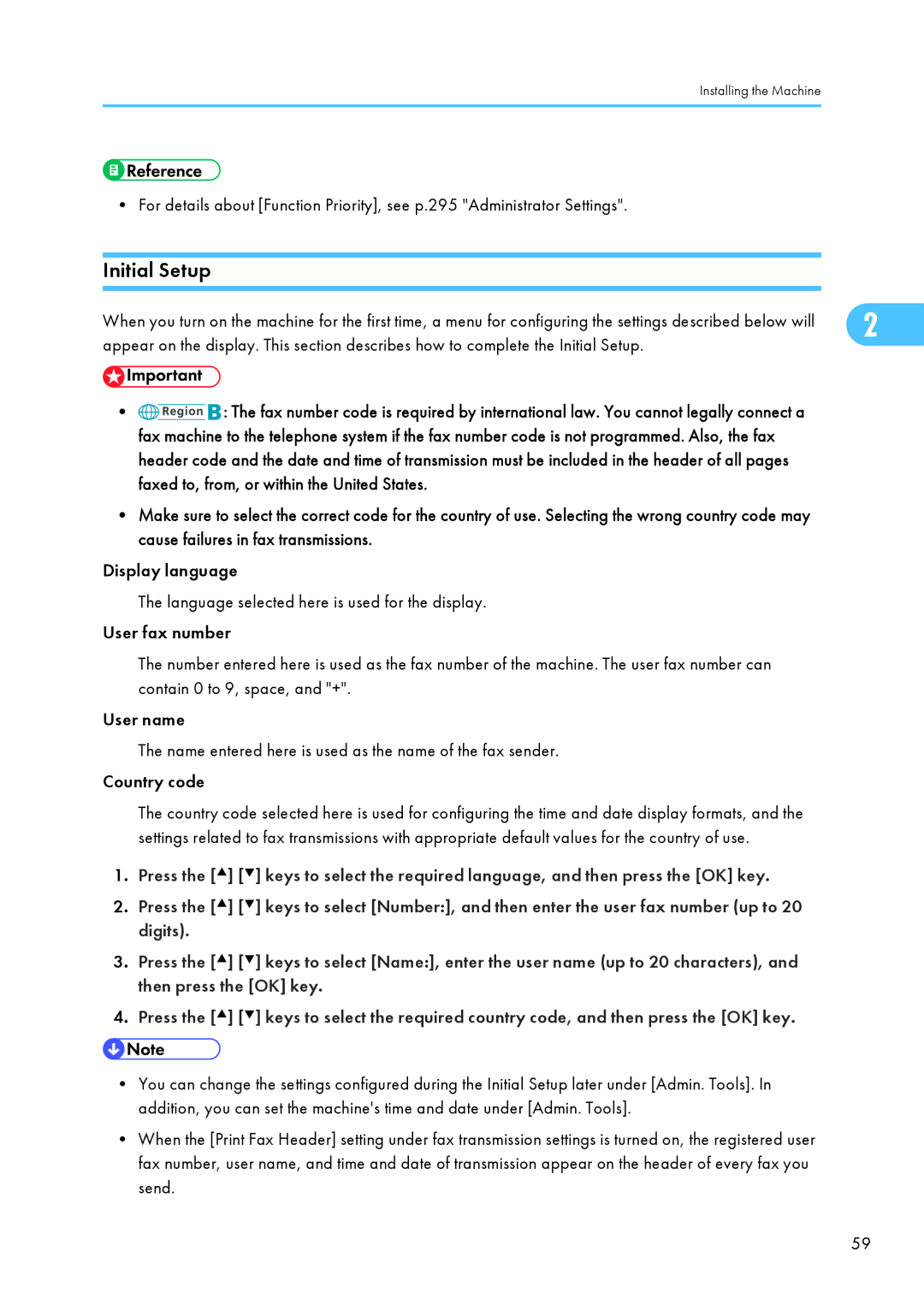 Ricoh SP C240SF, C242SF operating instructions Initial Setup 