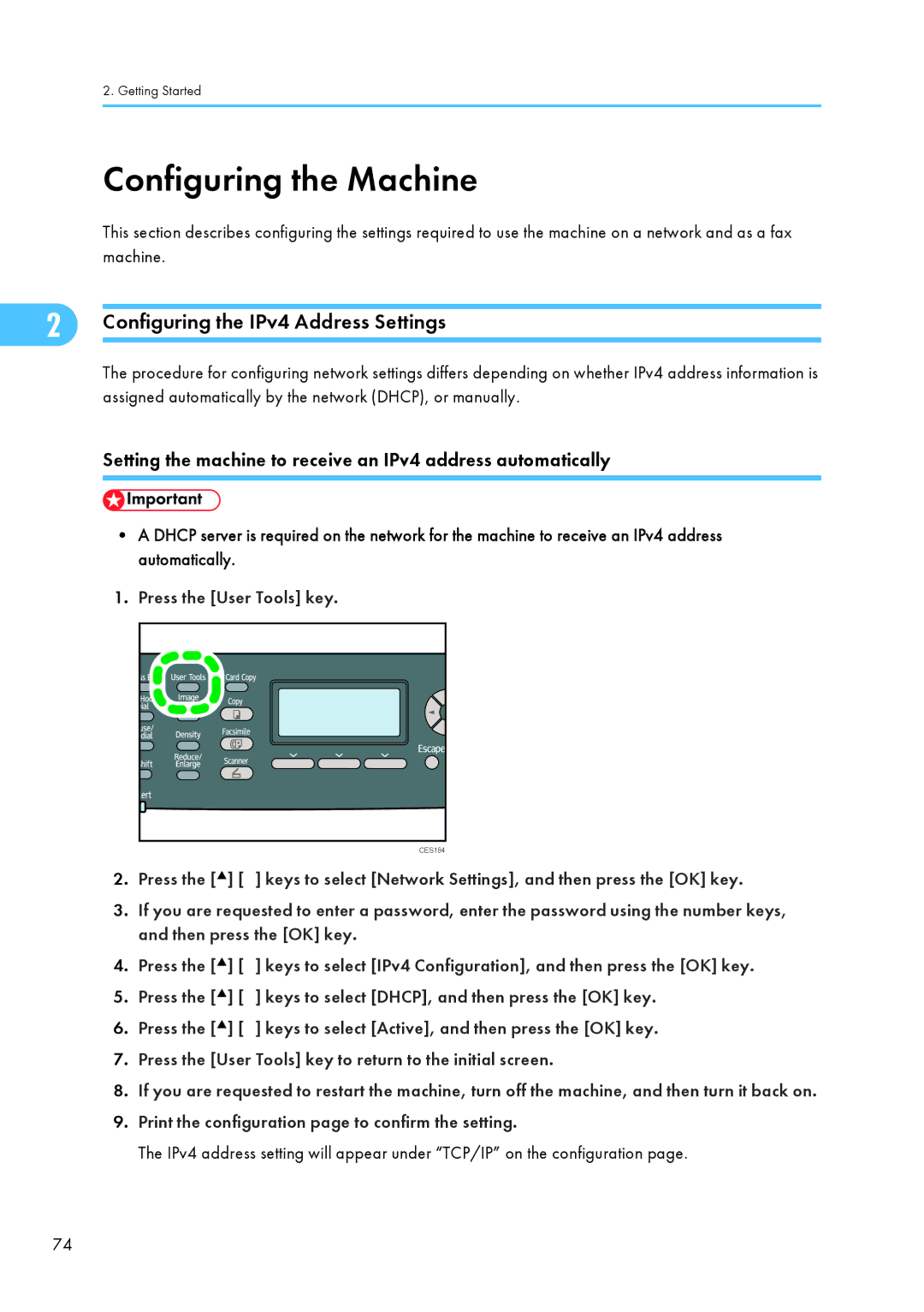 Ricoh C242SF, SP C240SF operating instructions Configuring the Machine, Press the User Tools key 