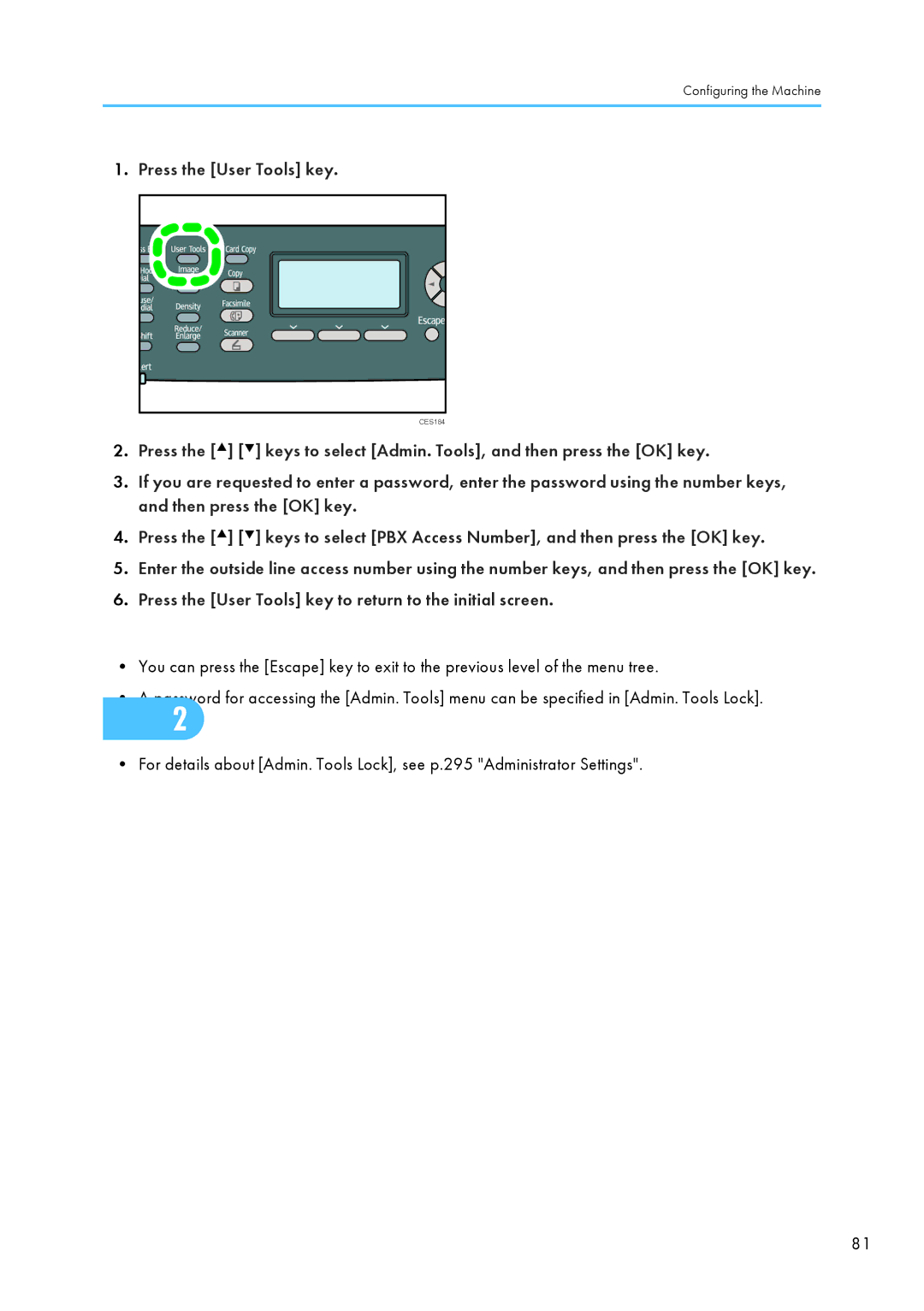 Ricoh SP C240SF, C242SF operating instructions Press the User Tools key 