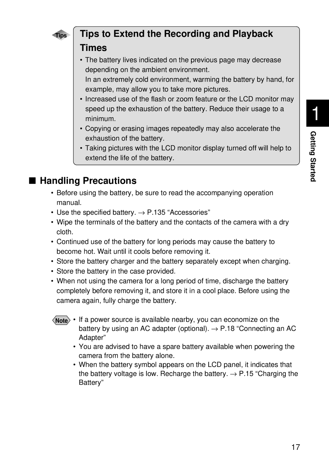 Ricoh CAMERA RDC-i500 operation manual Tips Tips to Extend the Recording and Playback Times, Handling Precautions 