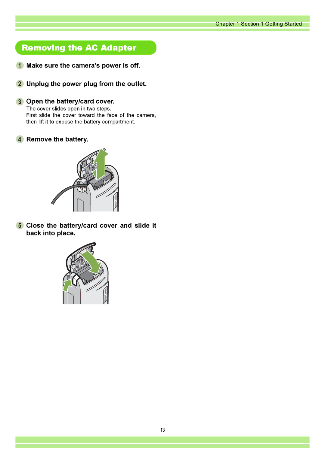 Ricoh CAPLIOG4, CAPLIO G4 WIDE operation manual Removing the AC Adapter 