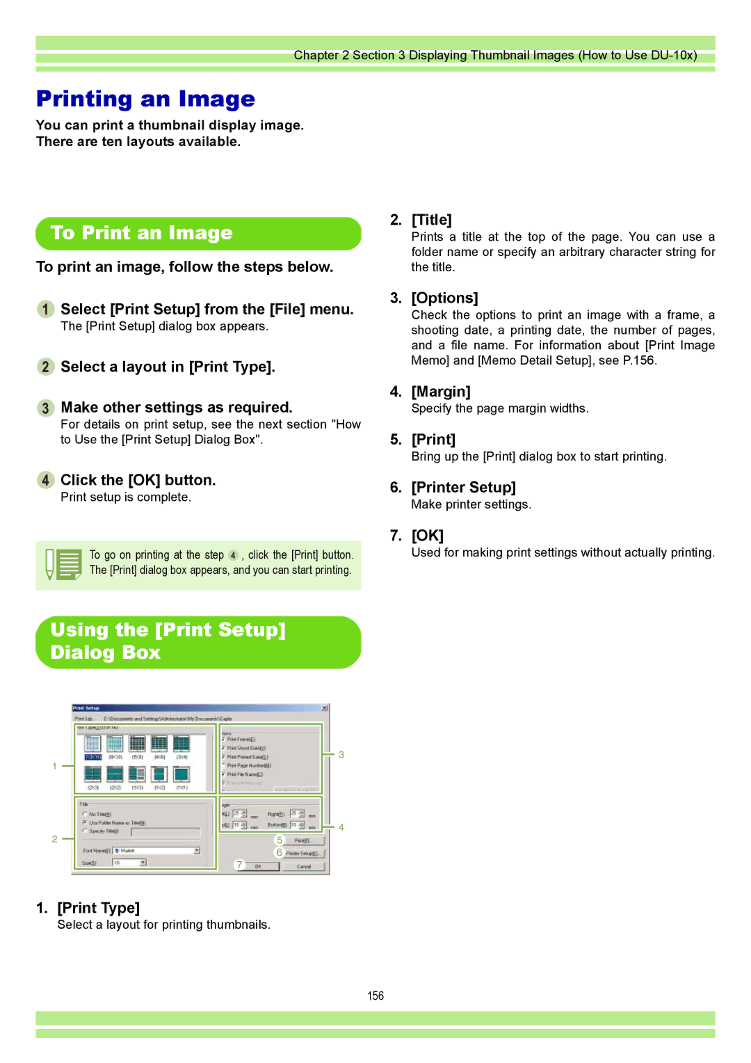 Ricoh CAPLIO G4 WIDE, CAPLIOG4 operation manual Printing an Image, To Print an Image, Using the Print Setup Dialog Box 