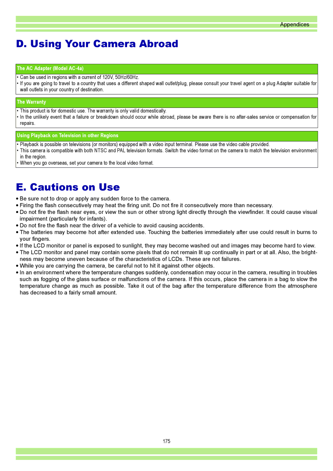 Ricoh CAPLIOG4, CAPLIO G4 WIDE operation manual Using Your Camera Abroad, AC Adapter Model AC-4a 