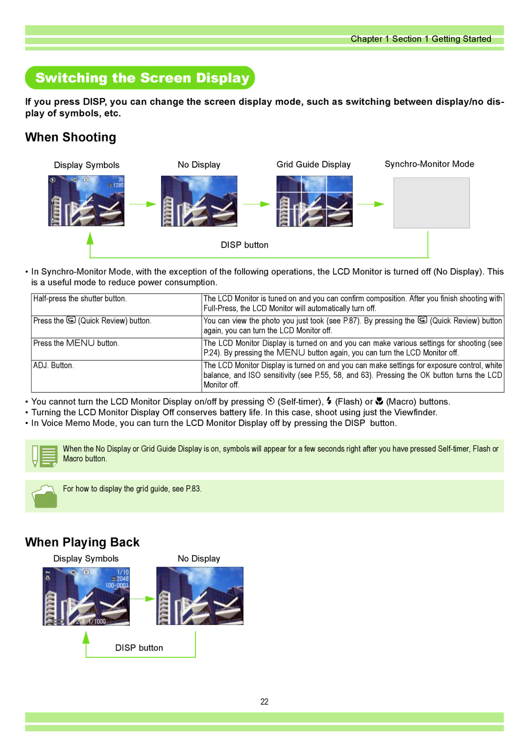 Ricoh CAPLIO G4 WIDE, CAPLIOG4 operation manual Switching the Screen Display, When Shooting 