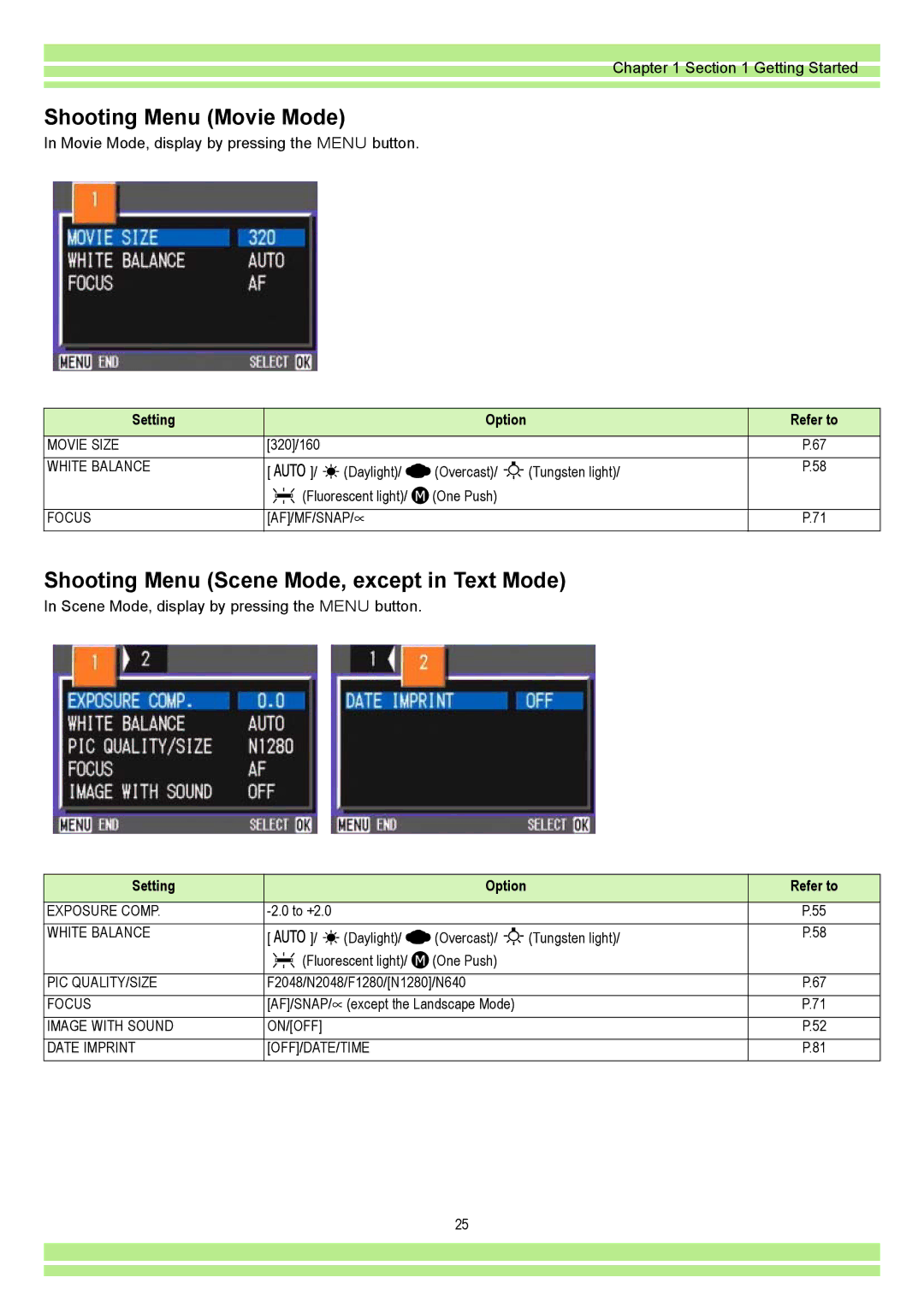 Ricoh CAPLIOG4, CAPLIO G4 WIDE operation manual Shooting Menu Movie Mode 