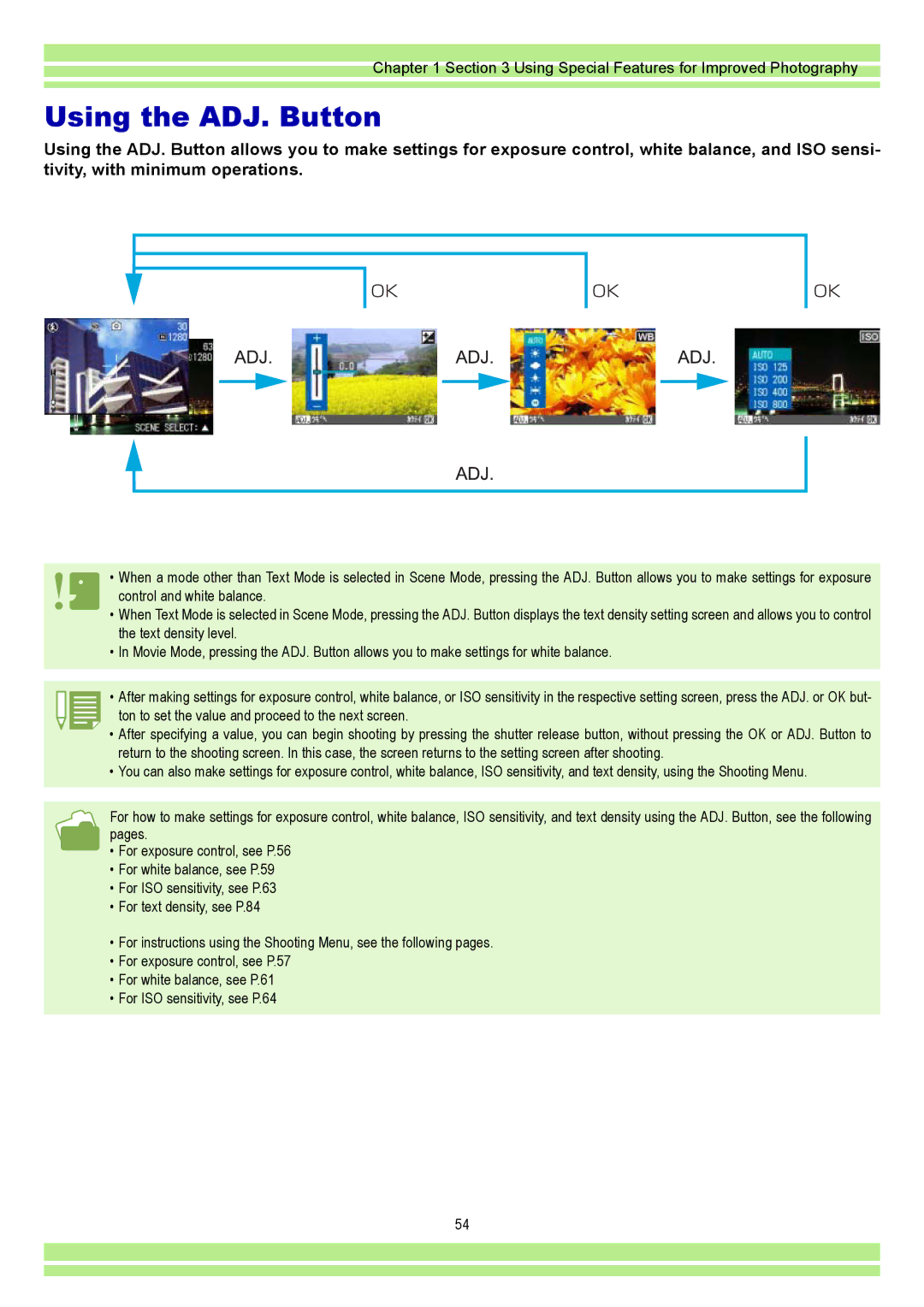 Ricoh CAPLIO G4 WIDE, CAPLIOG4 operation manual Using the ADJ. Button 