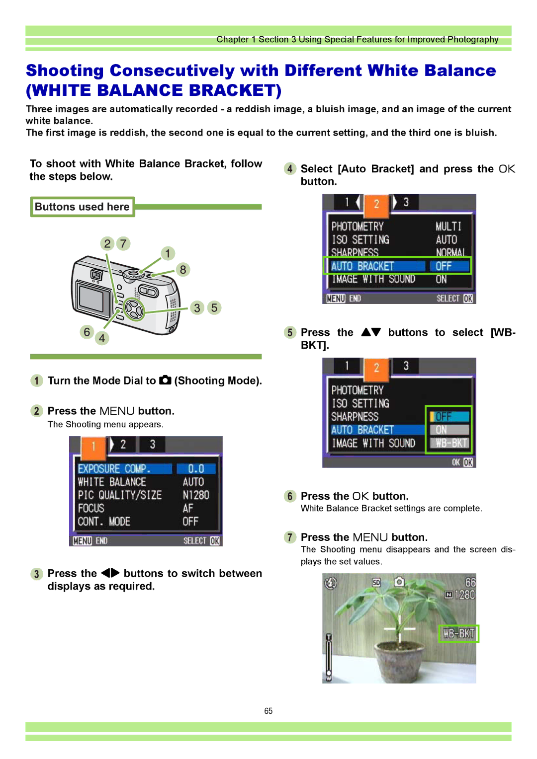 Ricoh CAPLIOG4, CAPLIO G4 WIDE operation manual Shooting Consecutively with Different White Balance 