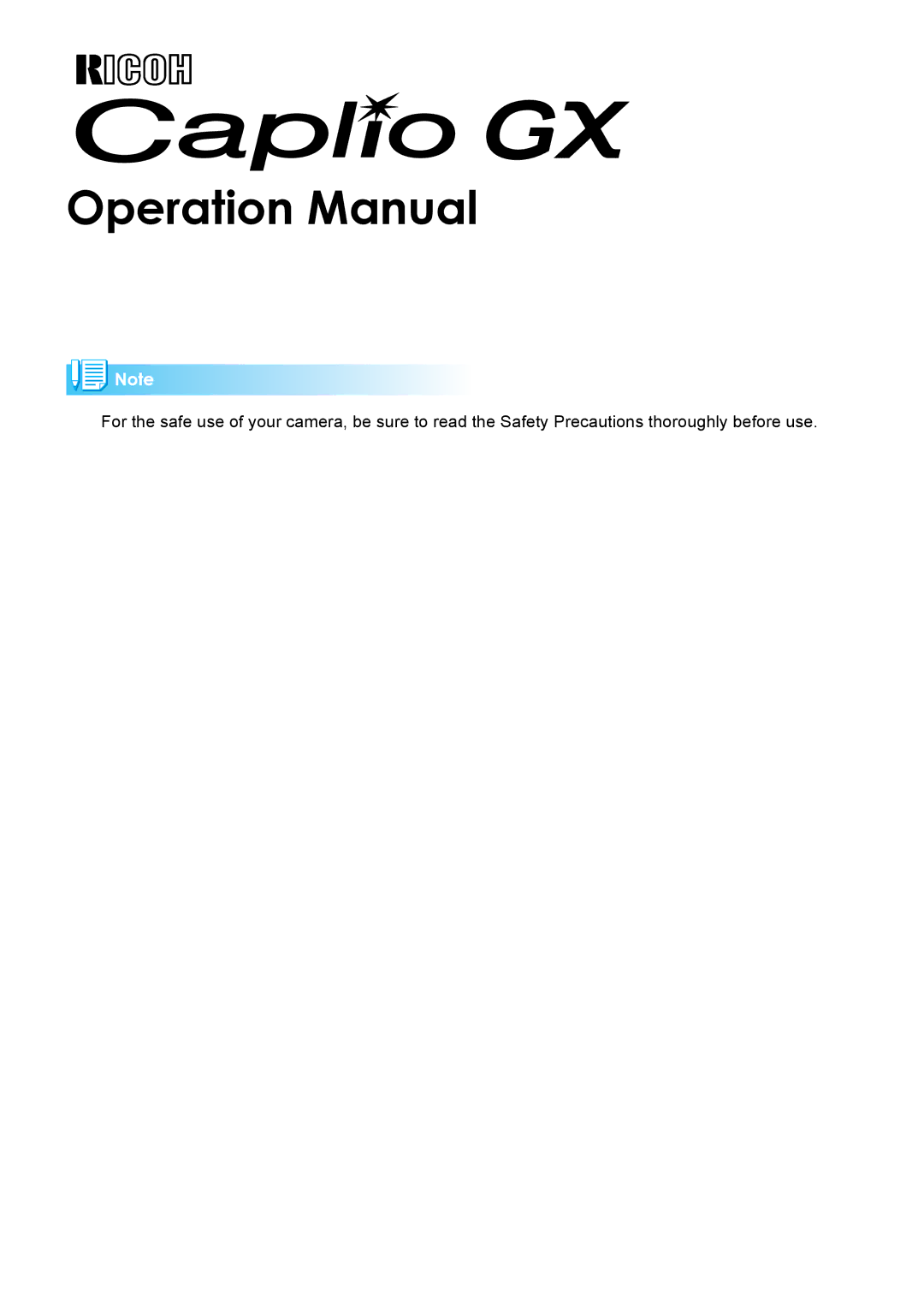 Ricoh Caplio GX operation manual 