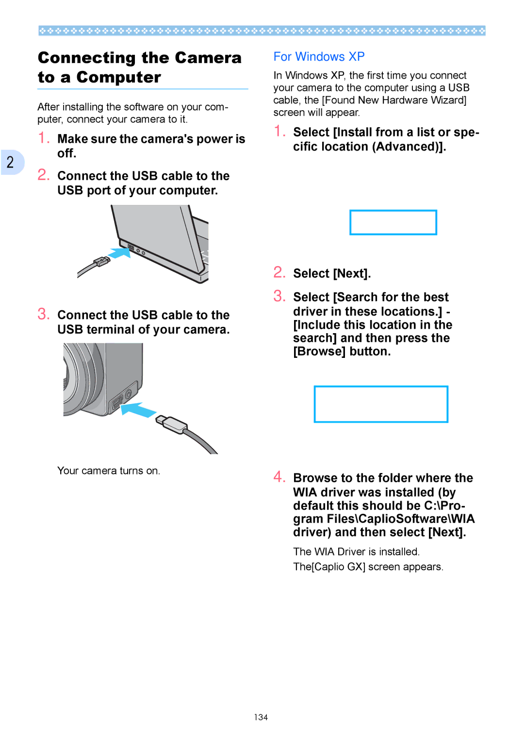 Ricoh Caplio GX operation manual Connecting the Camera to a Computer 