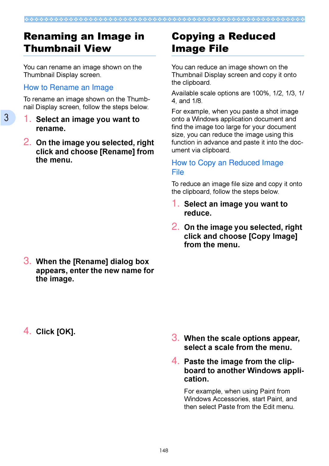 Ricoh Caplio GX operation manual Renaming an Image in Thumbnail View, Copying a Reduced Image File, How to Rename an Image 