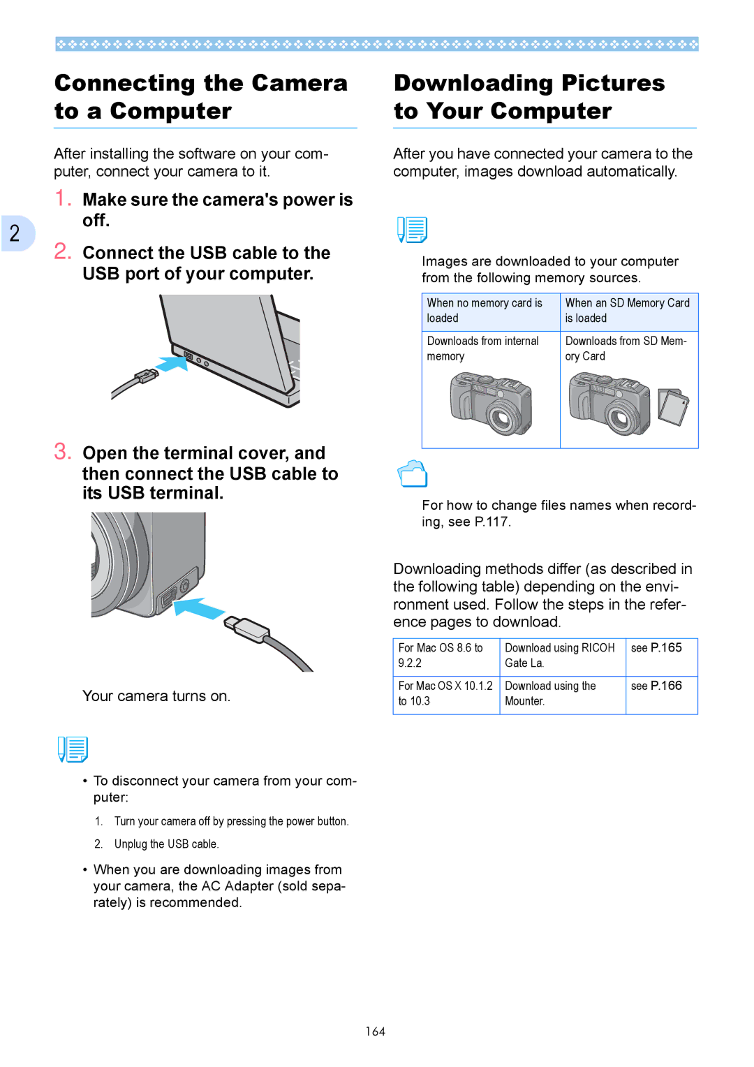 Ricoh Caplio GX operation manual Connecting the Camera to a Computer, Make sure the cameras power is Off 