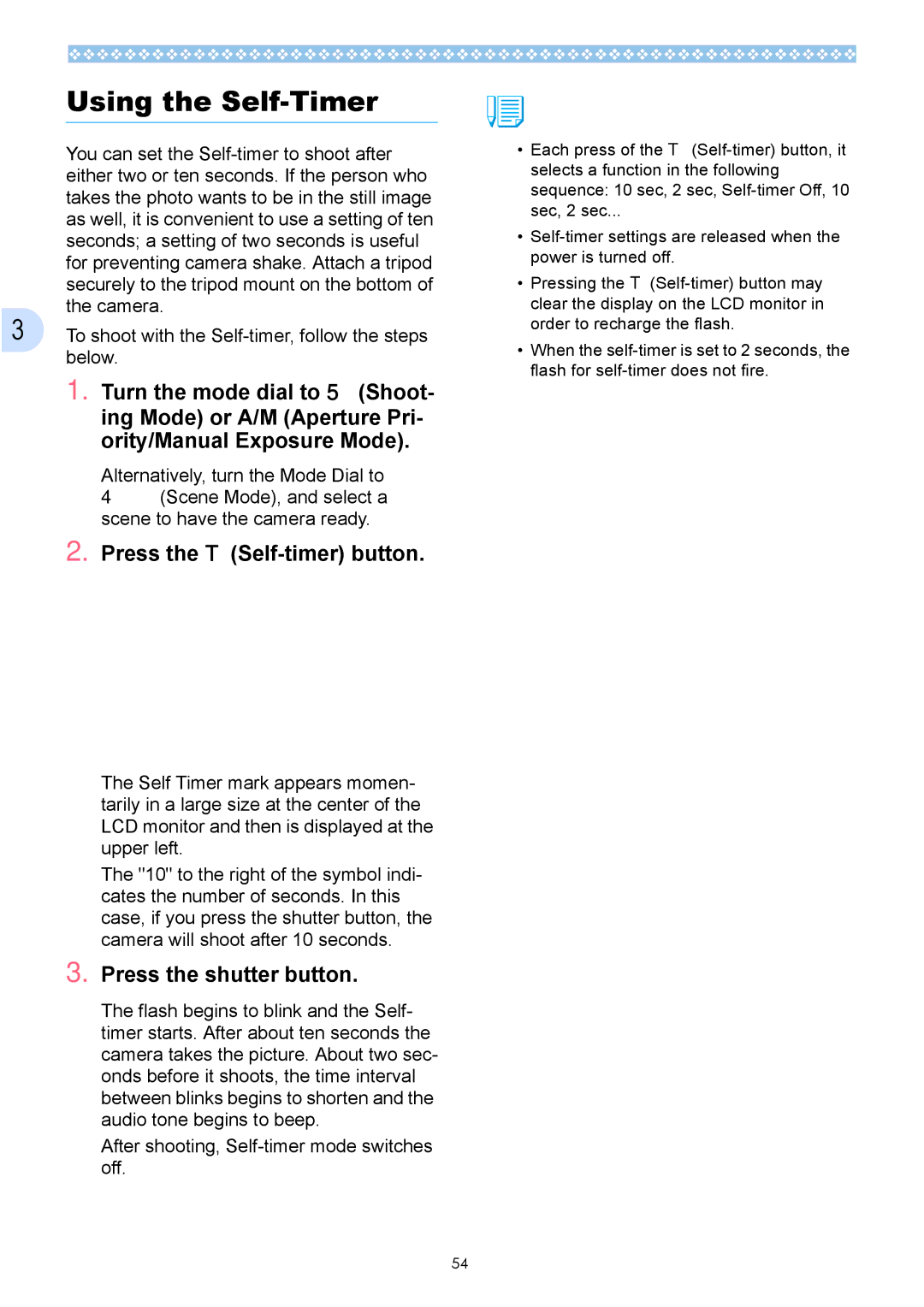 Ricoh Caplio GX operation manual Using the Self-Timer, Press the T Self-timer button 