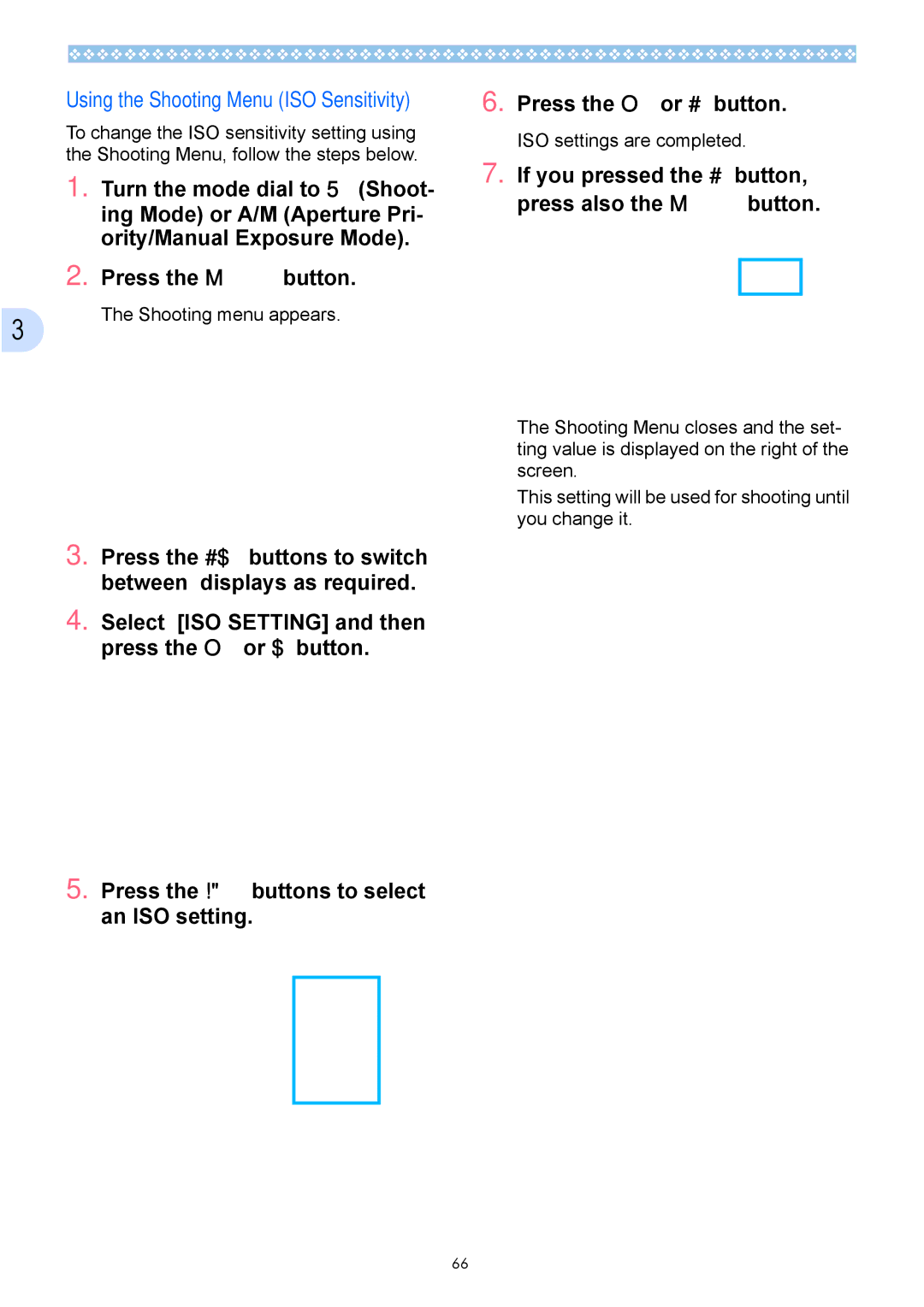 Ricoh Caplio GX operation manual Shooting menu appears, ISO settings are completed 